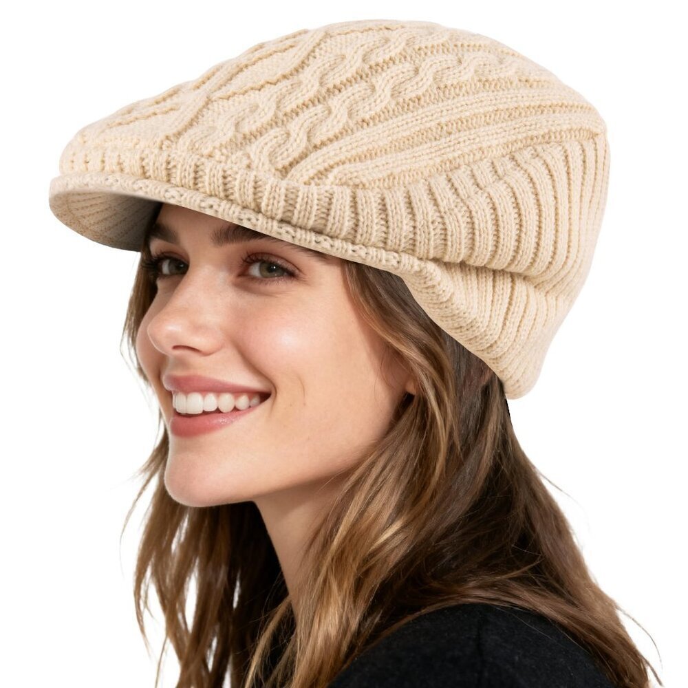 NWT New Teqihat Winter Warm Knit Beige Hat Cap